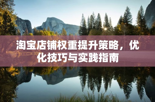 淘宝店铺权重提升策略，优化技巧与实践指南