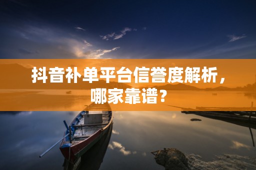 抖音补单平台信誉度解析，哪家靠谱？