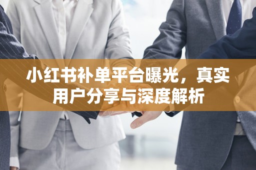 小红书补单平台曝光，真实用户分享与深度解析