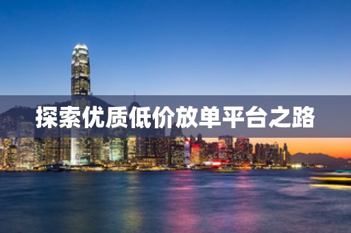 探索优质低价放单平台之路
