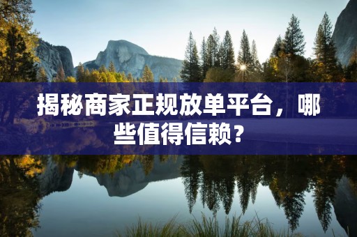 揭秘商家正规放单平台，哪些值得信赖？