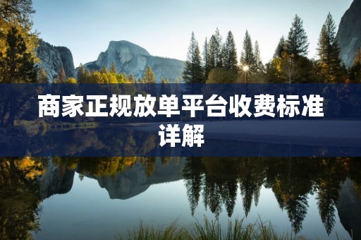 商家正规放单平台收费标准详解