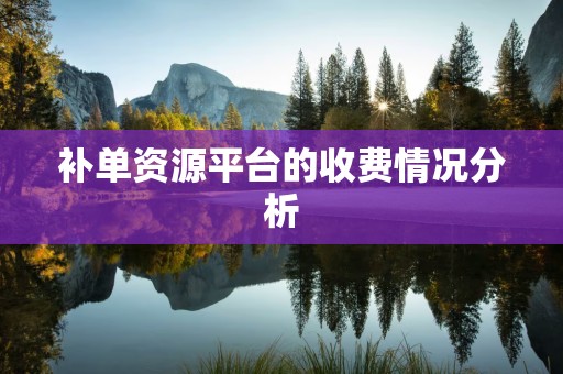 补单资源平台的收费情况分析