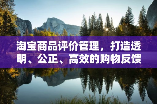 淘宝商品评价管理，打造透明、公正、高效的购物反馈体系
