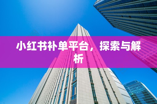小红书补单平台，探索与解析
