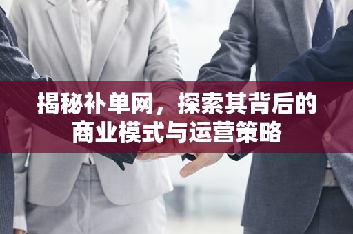 揭秘补单网，探索其背后的商业模式与运营策略