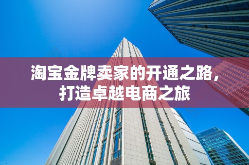 淘宝金牌卖家的开通之路，打造卓越电商之旅