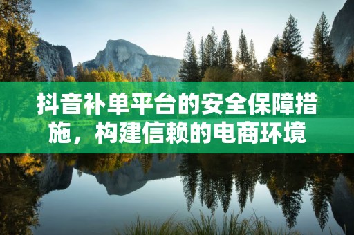 抖音补单平台的安全保障措施，构建信赖的电商环境