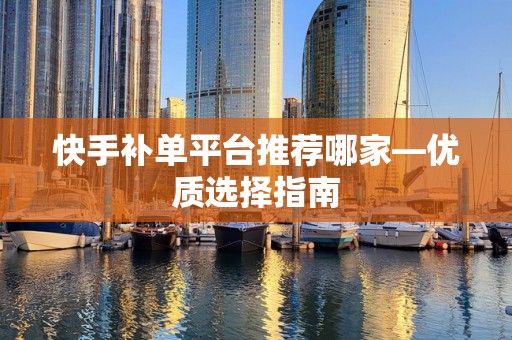快手补单平台推荐哪家—优质选择指南