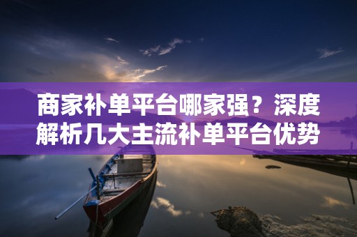 商家补单平台哪家强？深度解析几大主流补单平台优势