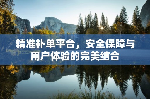 精准补单平台，安全保障与用户体验的完美结合