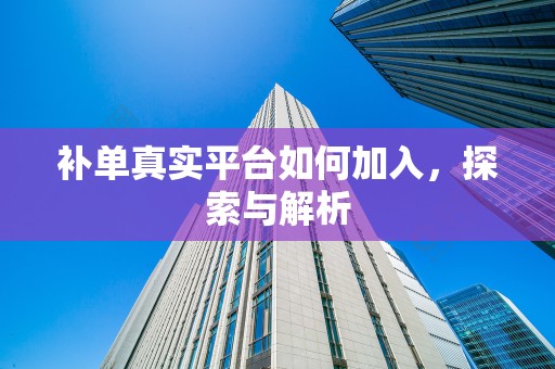 补单真实平台如何加入，探索与解析