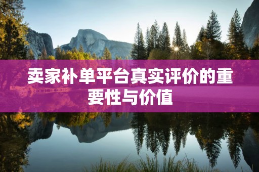 卖家补单平台真实评价的重要性与价值