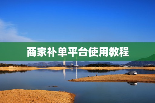 商家补单平台使用教程