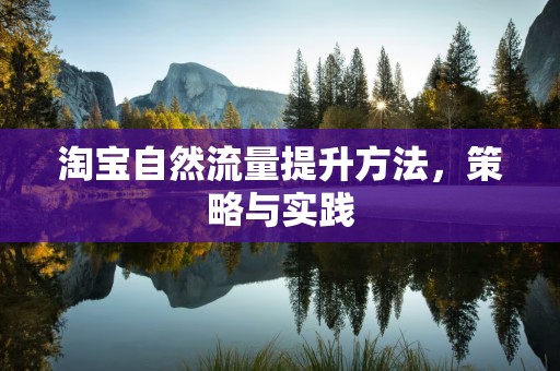 淘宝自然流量提升方法，策略与实践
