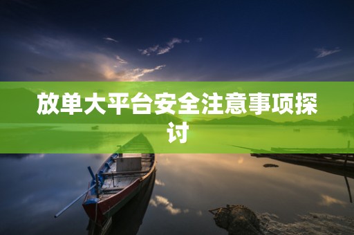 放单大平台安全注意事项探讨