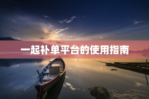 一起补单平台的使用指南