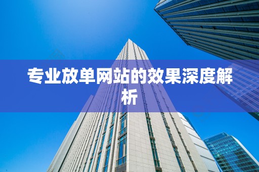 专业放单网站的效果深度解析