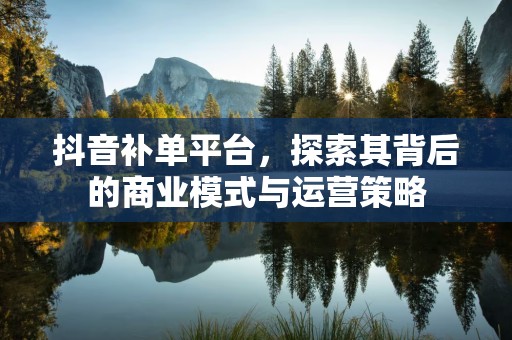 抖音补单平台，探索其背后的商业模式与运营策略