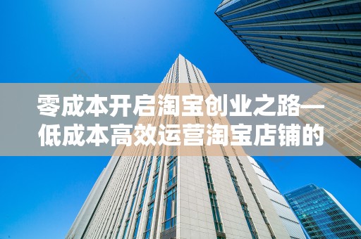 零成本开启淘宝创业之路—低成本高效运营淘宝店铺的秘诀