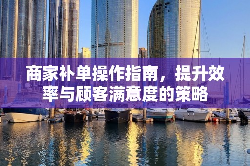 商家补单操作指南，提升效率与顾客满意度的策略