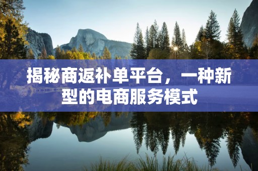 揭秘商返补单平台，一种新型的电商服务模式