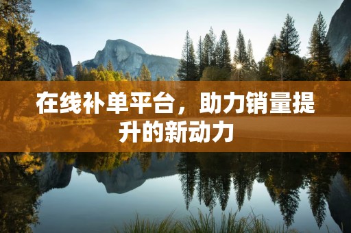 在线补单平台，助力销量提升的新动力