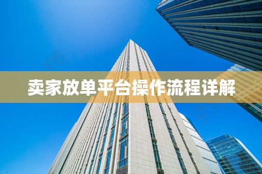 卖家放单平台操作流程详解