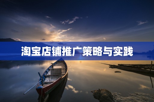 淘宝店铺推广策略与实践