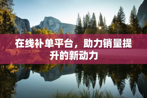 在线补单平台，助力销量提升的新动力