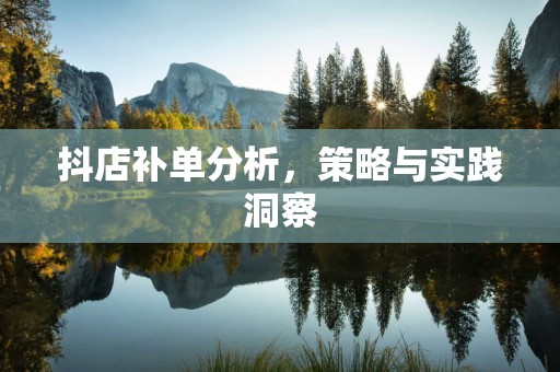 抖店补单分析，策略与实践洞察
