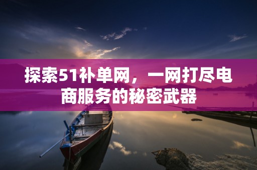 探索51补单网，一网打尽电商服务的秘密武器