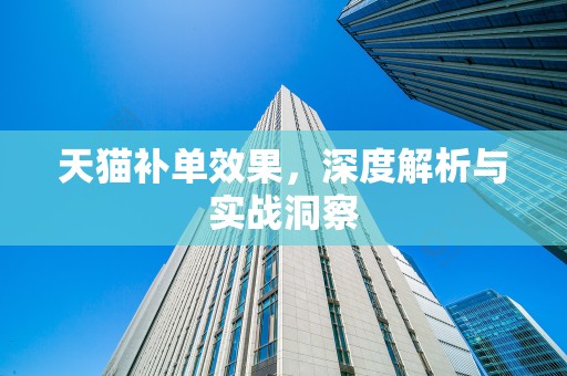 天猫补单效果，深度解析与实战洞察