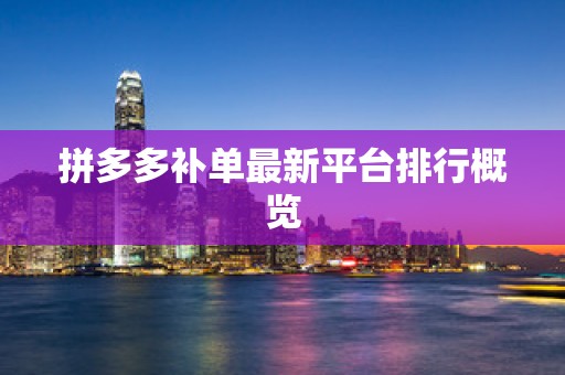 拼多多补单最新平台排行概览
