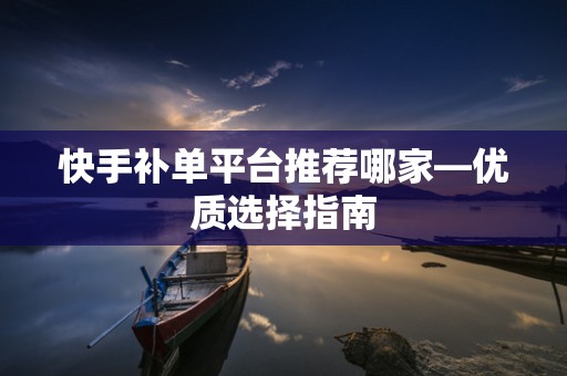 快手补单平台推荐哪家—优质选择指南