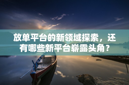 放单平台的新领域探索，还有哪些新平台崭露头角？