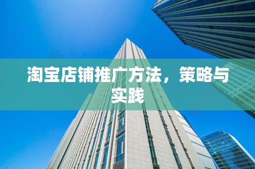 淘宝店铺推广方法，策略与实践
