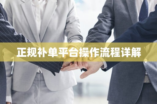 正规补单平台操作流程详解
