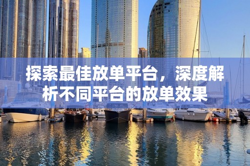 探索最佳放单平台，深度解析不同平台的放单效果