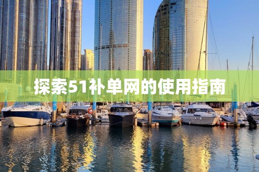 探索51补单网的使用指南