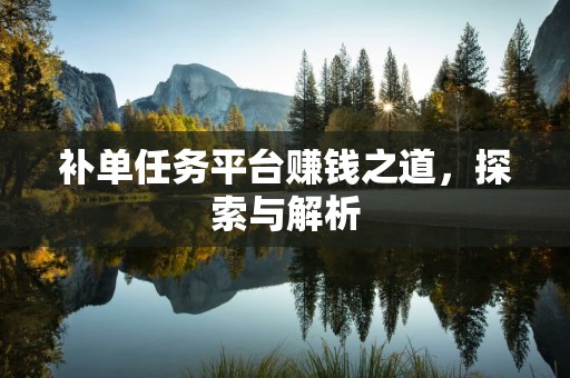 补单任务平台赚钱之道，探索与解析