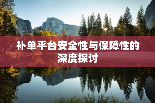 补单平台安全性与保障性的深度探讨