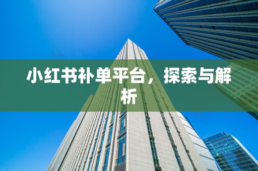 小红书补单平台，探索与解析