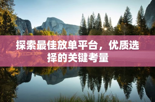 探索最佳放单平台，优质选择的关键考量