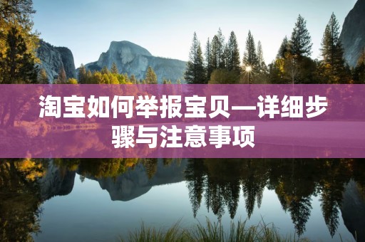 淘宝如何举报宝贝—详细步骤与注意事项