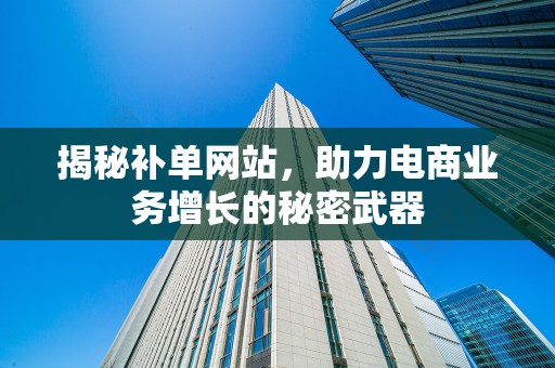 揭秘补单网站，助力电商业务增长的秘密武器