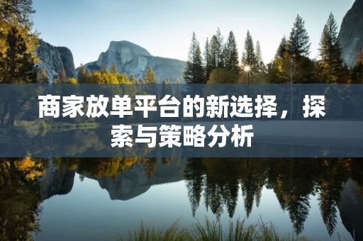 商家放单平台的新选择，探索与策略分析