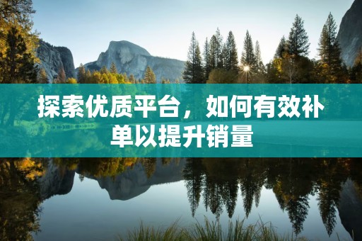 探索优质平台，如何有效补单以提升销量