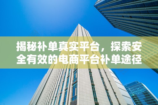 揭秘补单真实平台，探索安全有效的电商平台补单途径