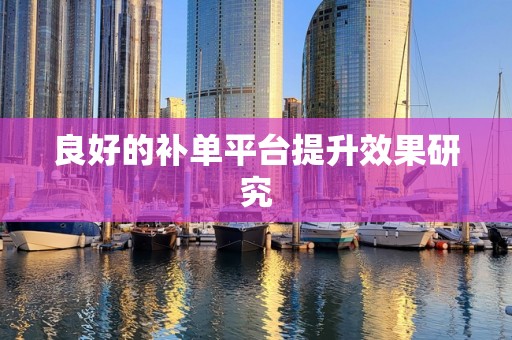 良好的补单平台提升效果研究
